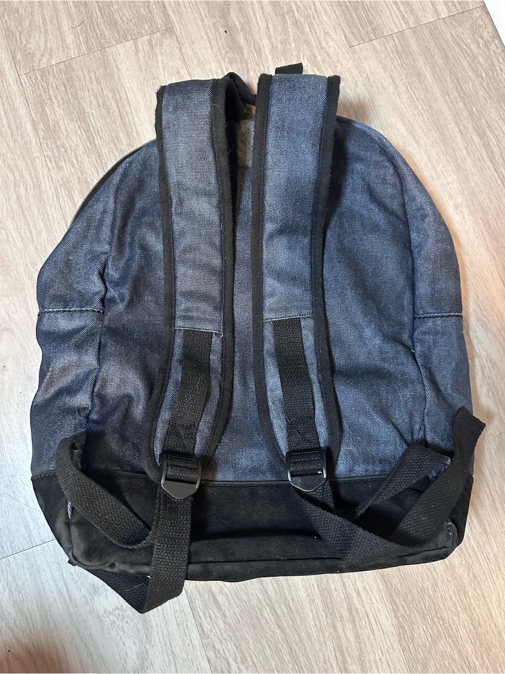 True Religion Gray Denim Backpack Black Suede Trim Laptop School Travel Bag - Picture 8 of 8